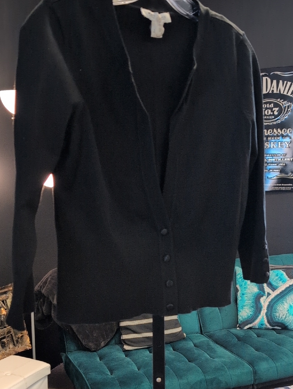 White House Black Market Black Knit Cardigan with Buttons
